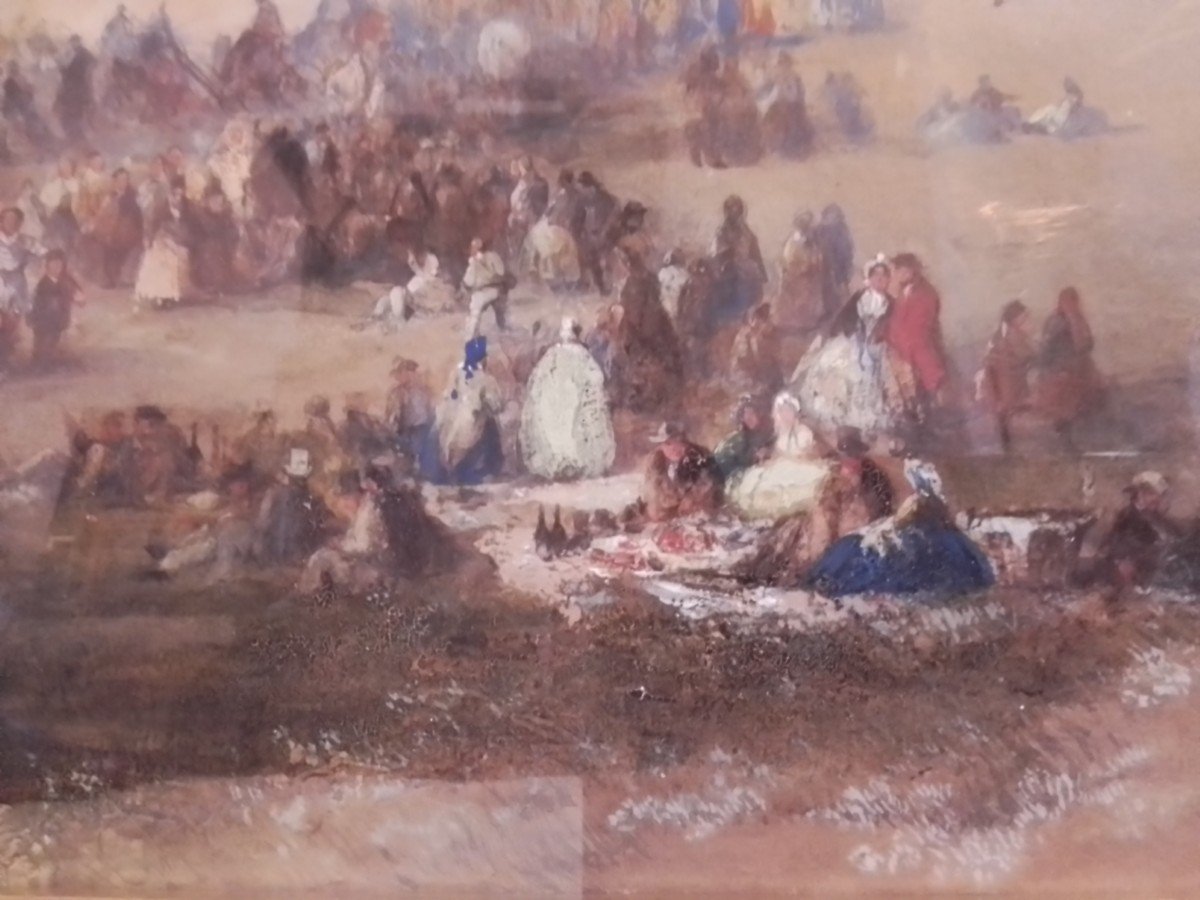 Thomas Coleman Dibdin (1810+1893) Festival De Plein Air. Aquarelle/gouache. 53 X 74 Cm-photo-2