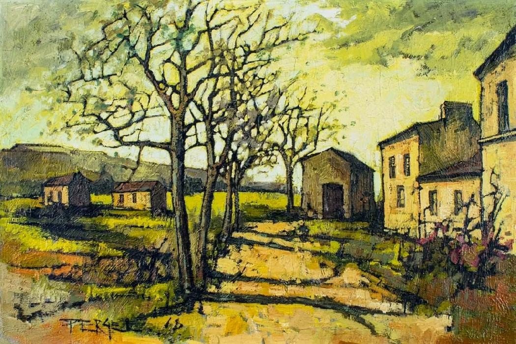 Jacques Pergel (1924+2023) Landscape With Houses. Hst. 60 X 91 Cm