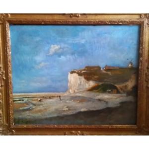 Les Falaises du Treport, Côte Normande Etretat. Léon Richet. HSB 30 X 40 cm