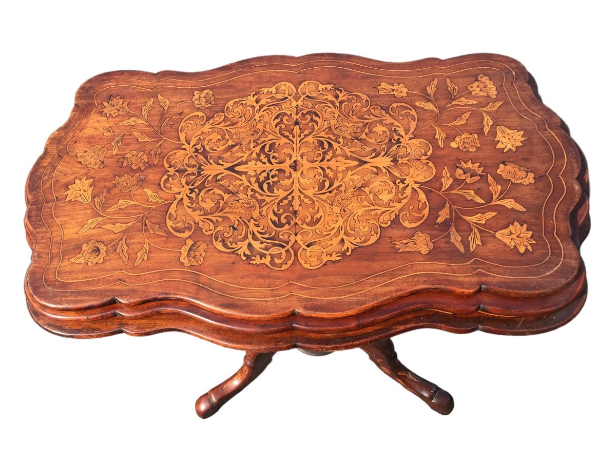 Three Tier Marquetry Table.-photo-3