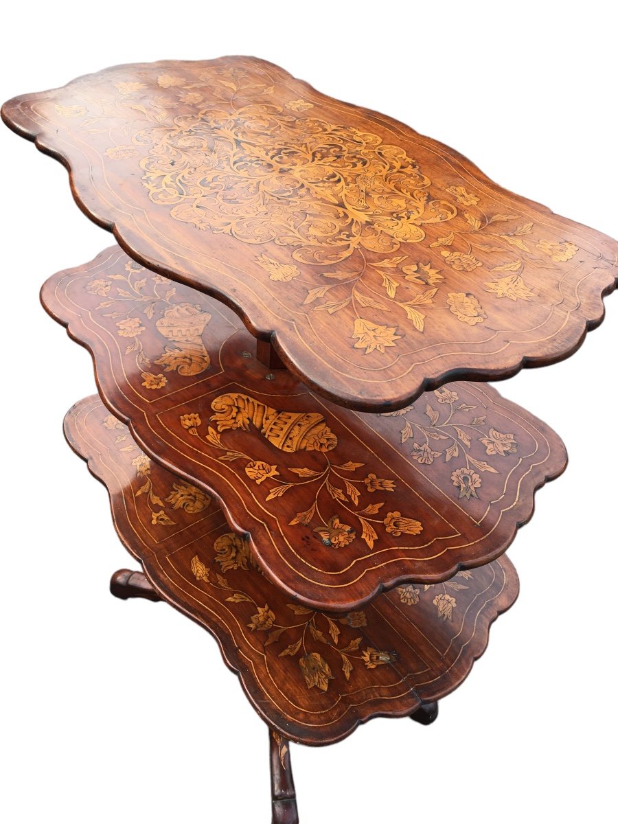 Three Tier Marquetry Table.-photo-3