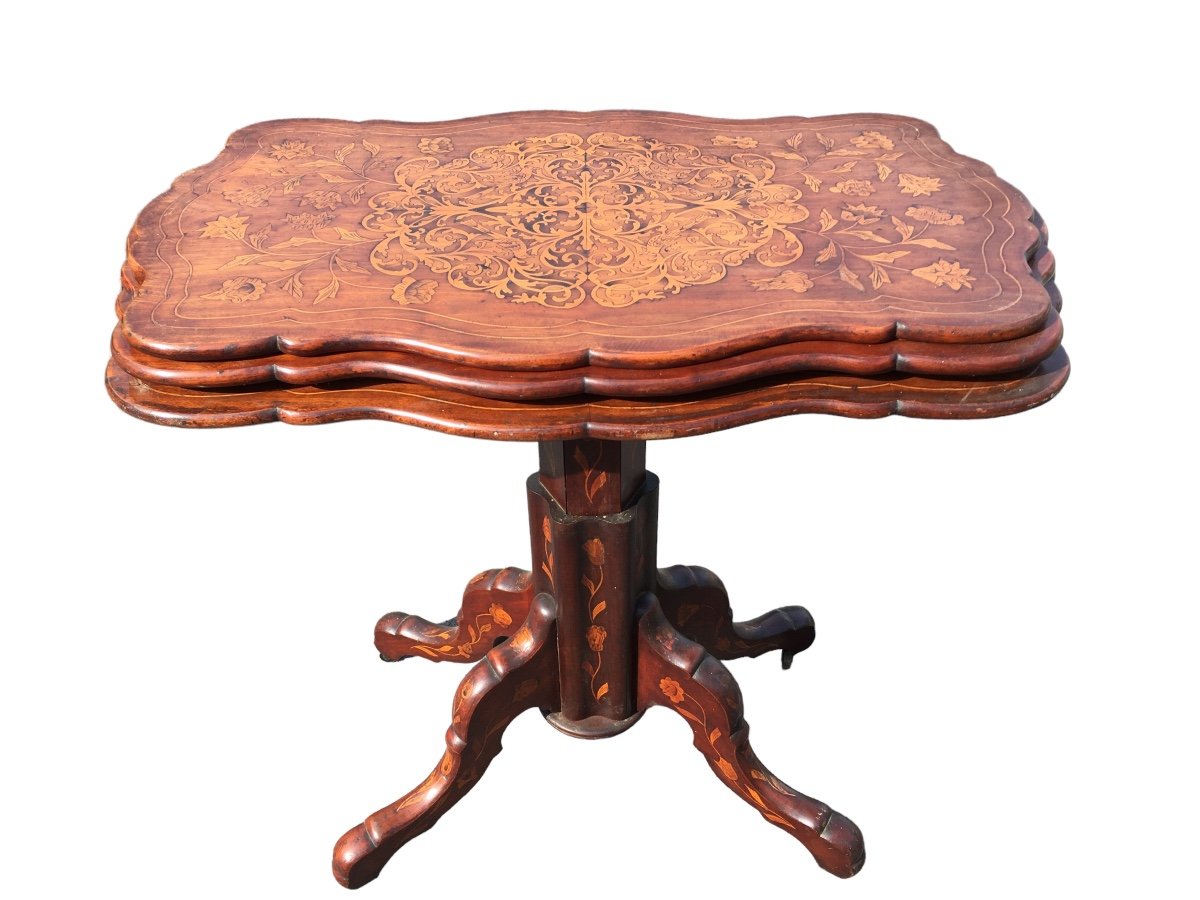 Three Tier Marquetry Table.-photo-8