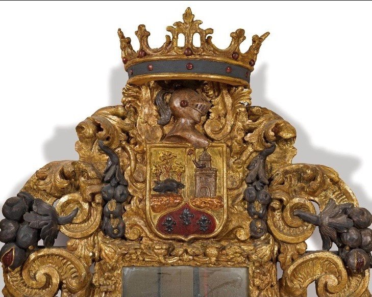 Exceptional, Large Castle Mirror, Baroque 17thc. (210 Cm).-photo-4