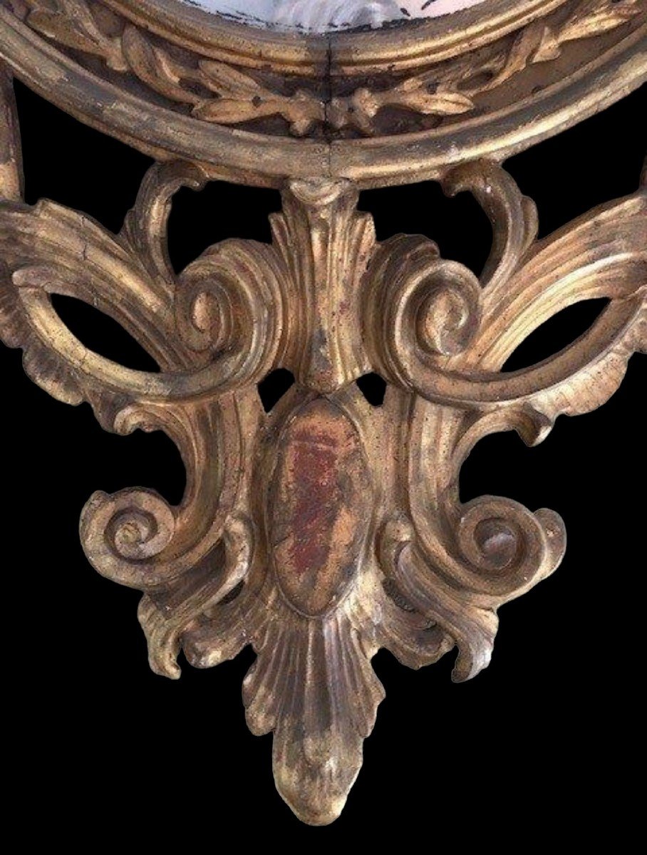 Exceptional Set Of 4 Castle Mirrors In Gilded Wood 18thc.-photo-8