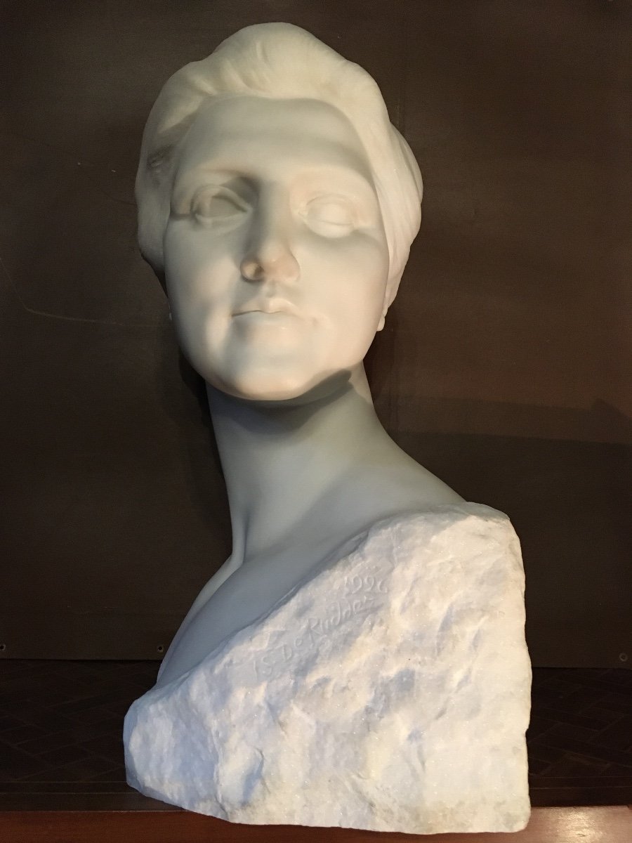 Art Deco Carrara Marble Bust 1926-photo-2