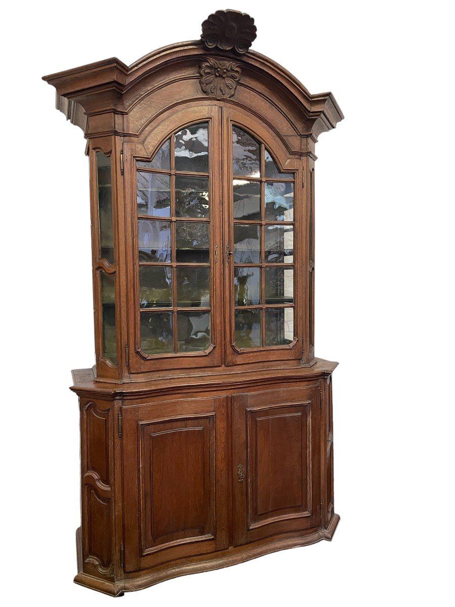 Showcase With 4 Curved Doors In Oak 18thc.-photo-2