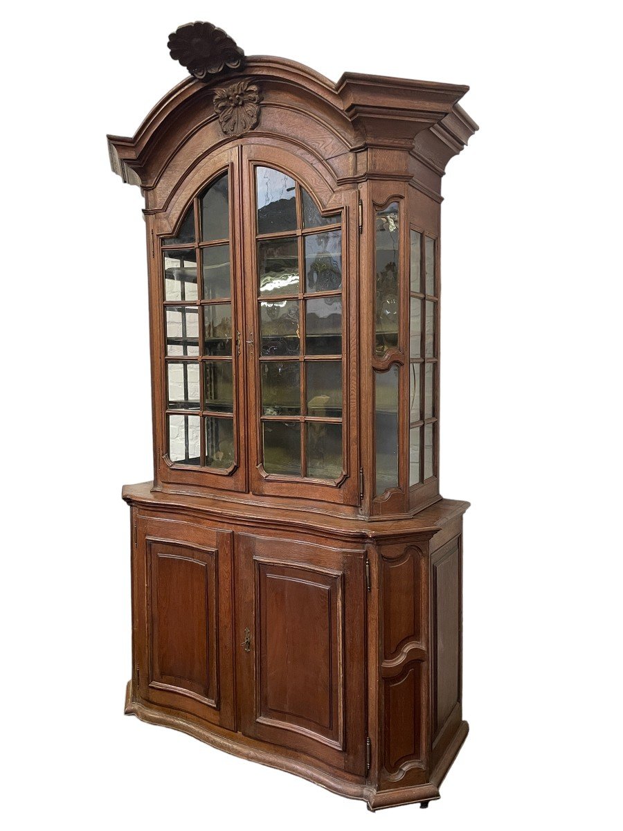 Showcase With 4 Curved Doors In Oak 18thc.-photo-3