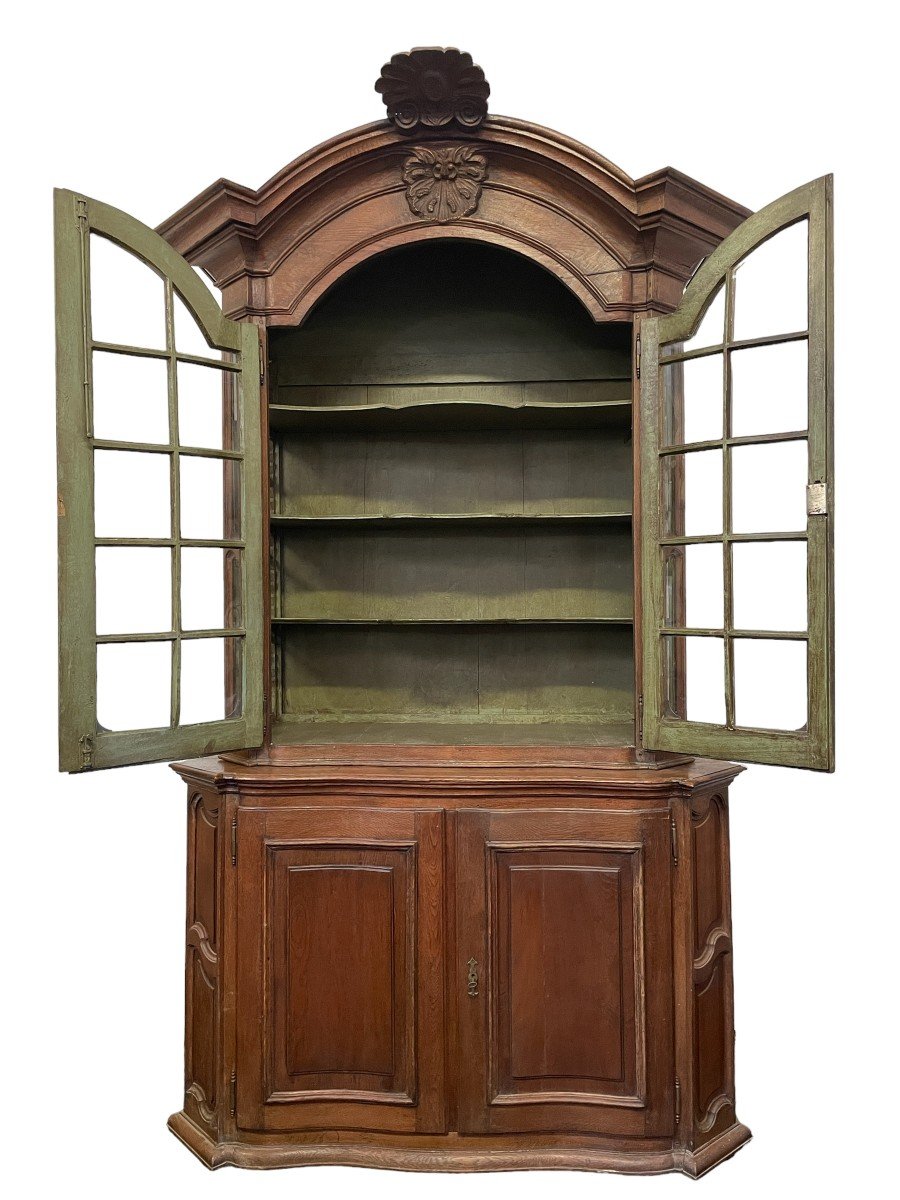 Showcase With 4 Curved Doors In Oak 18thc.-photo-4