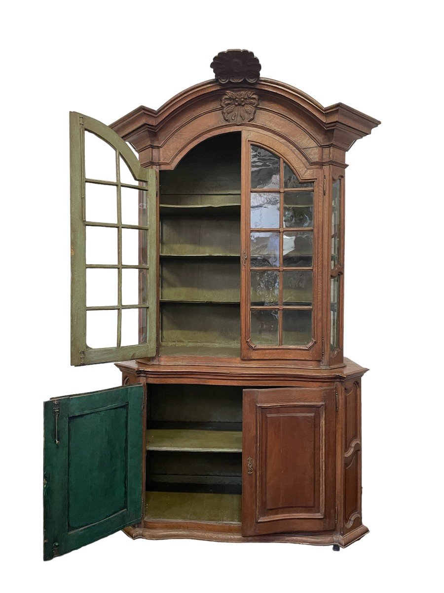 Showcase With 4 Curved Doors In Oak 18thc.-photo-7