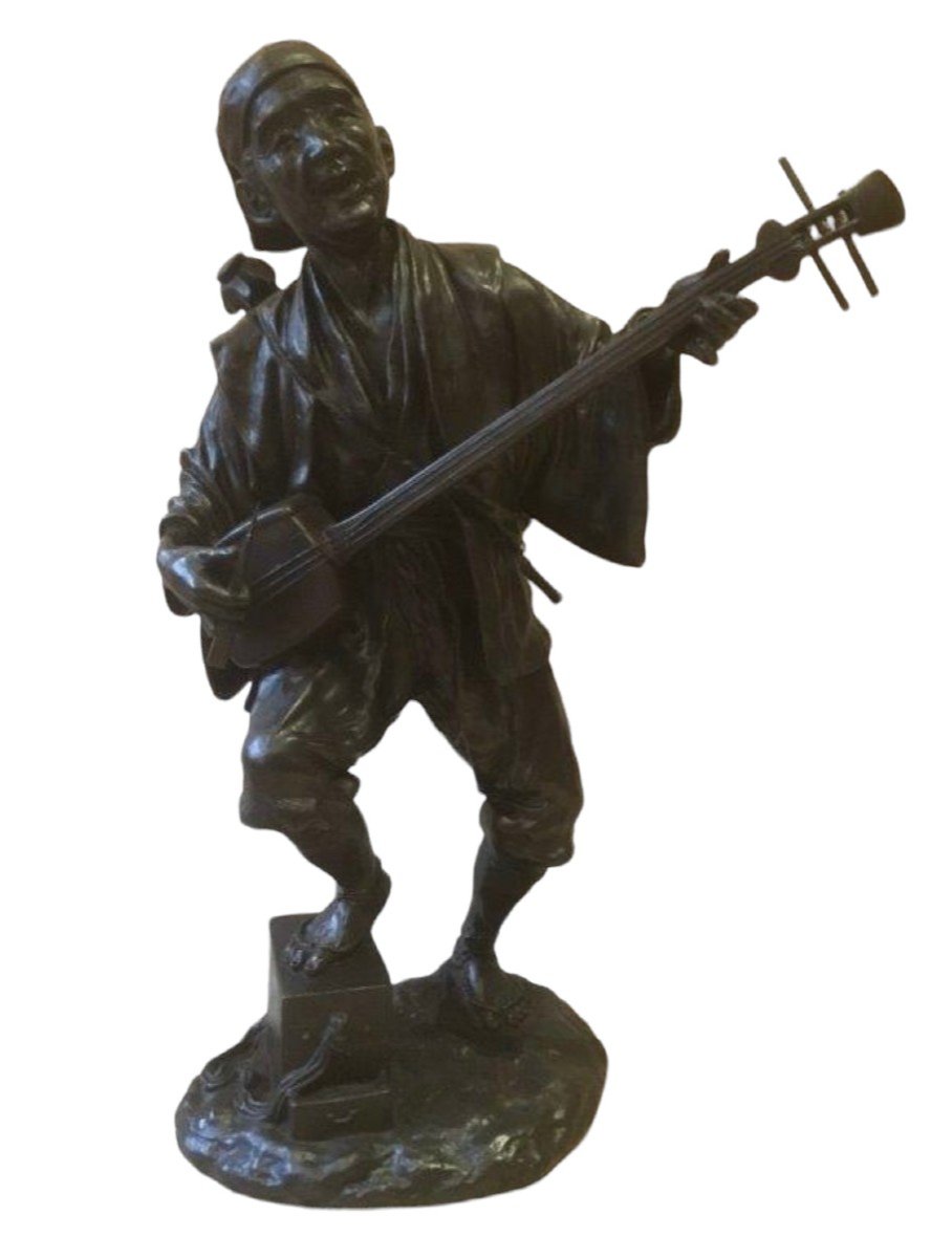 Grand Bronze "musicien" Japonais 19ème. ( 61 cm )