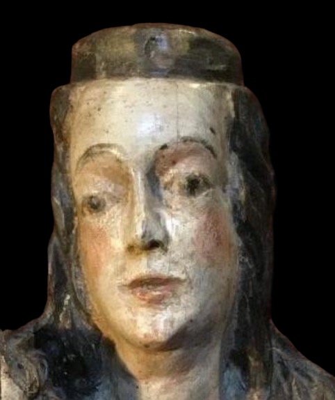 Verge à l'Enfant Polychrome Wood Around 1600 Height: 87 Cm.-photo-5