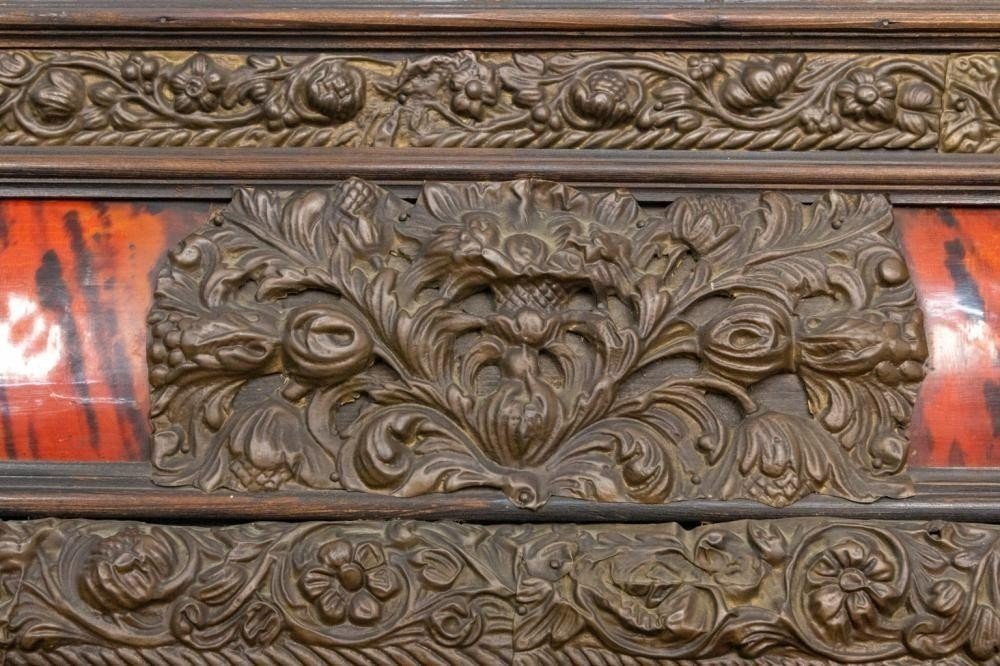 Large Mirror Decorated With Copper And Tortoiseshell 19th Century.-photo-3