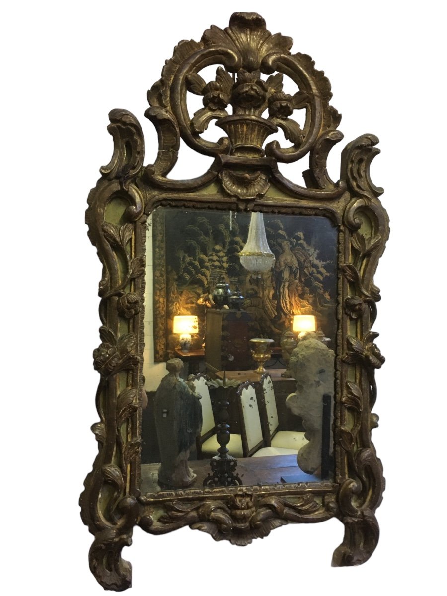 18th Century Golden Wood Wedding Mirror 118x67 Cm-photo-8