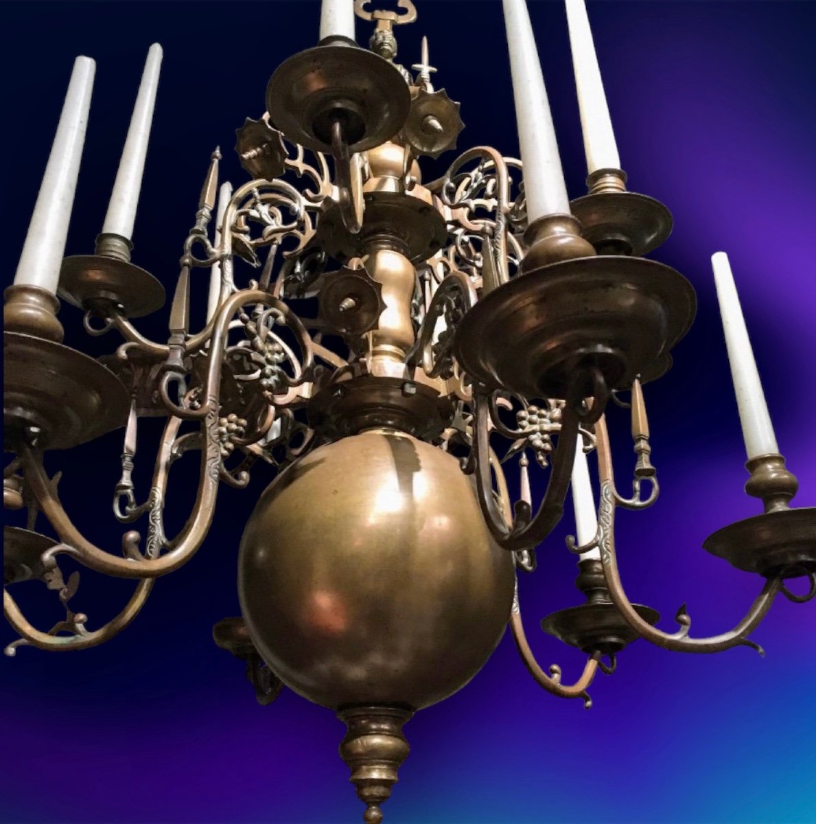 Double  Bronze Chandelier Circa 1860-photo-6