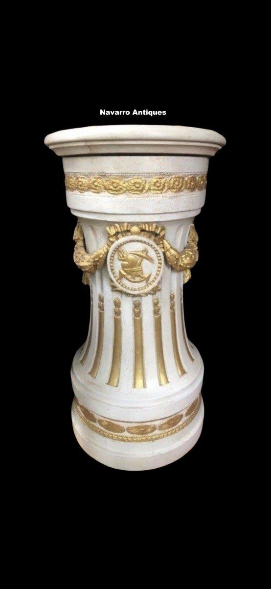 Large Louis XVI Style Painted Wooden Column 19thc.-photo-8