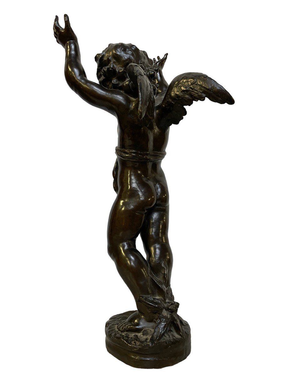 Pretty Sculpture Of An Angel In Bronze 19thc.-photo-5