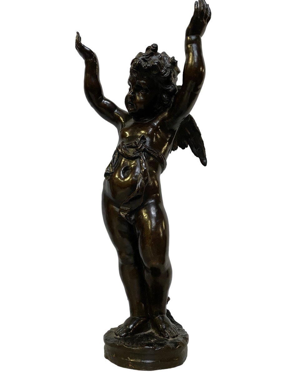 Pretty Sculpture Of An Angel In Bronze 19thc.-photo-7