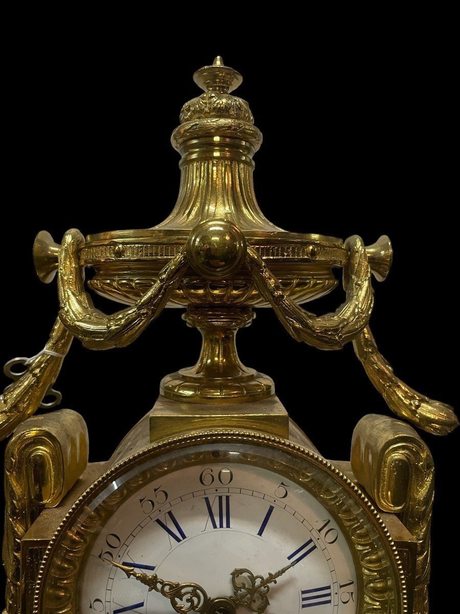 Louis XVI Style Bronze Clock Set 19thc.-photo-4