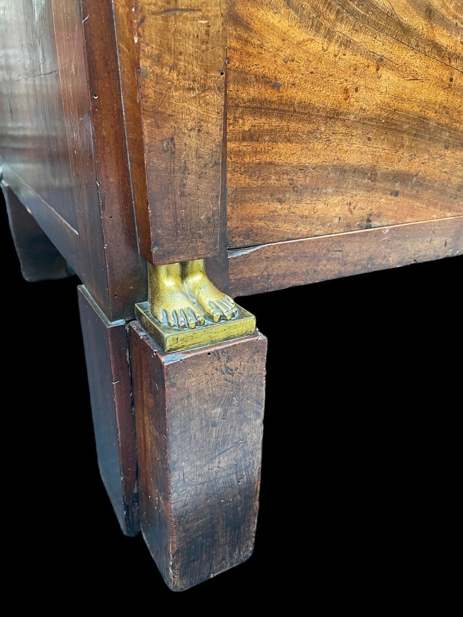 Large Empire Desk In Mahogany And Gilt Bronze 19thc.-photo-5