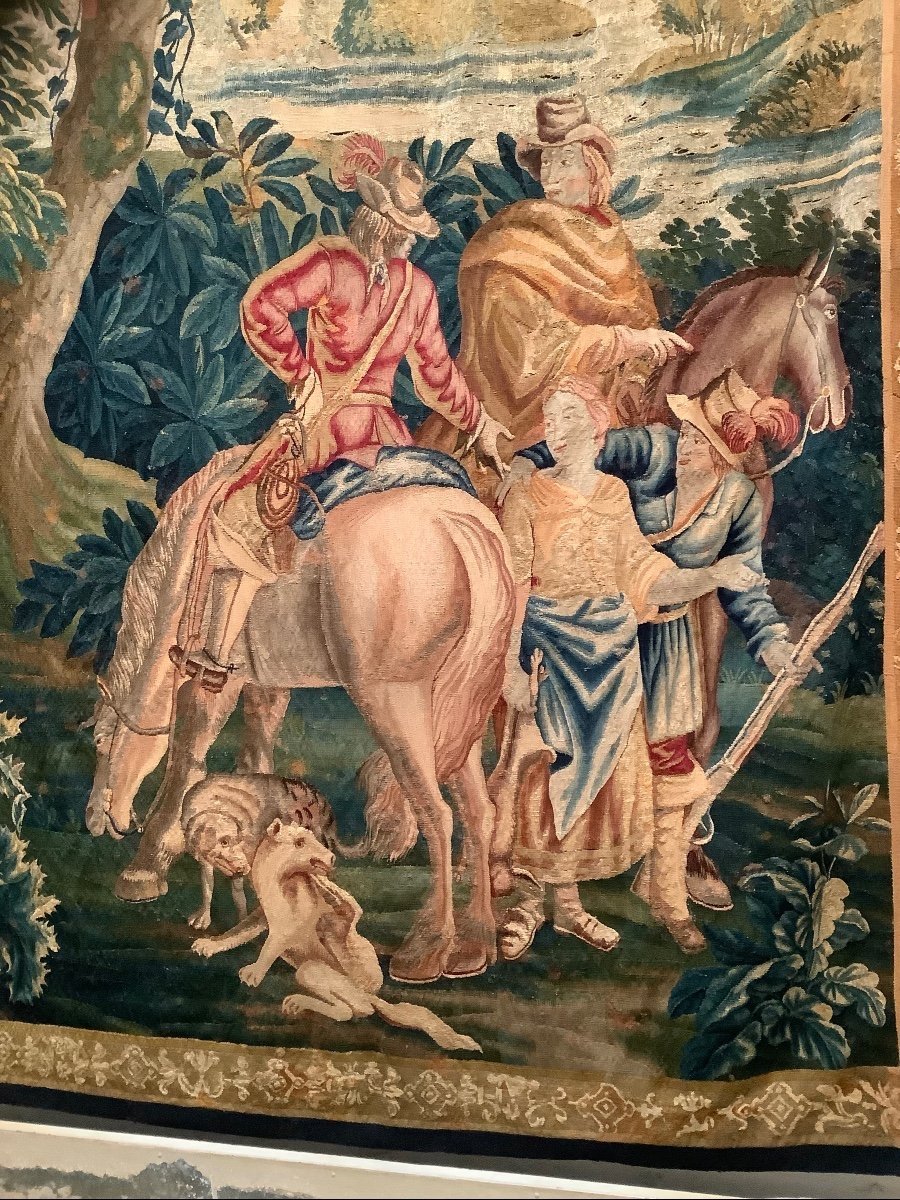 Tapisserie Du 17e Siècle Cavaliers à Cheval 300x190 Cm -photo-4