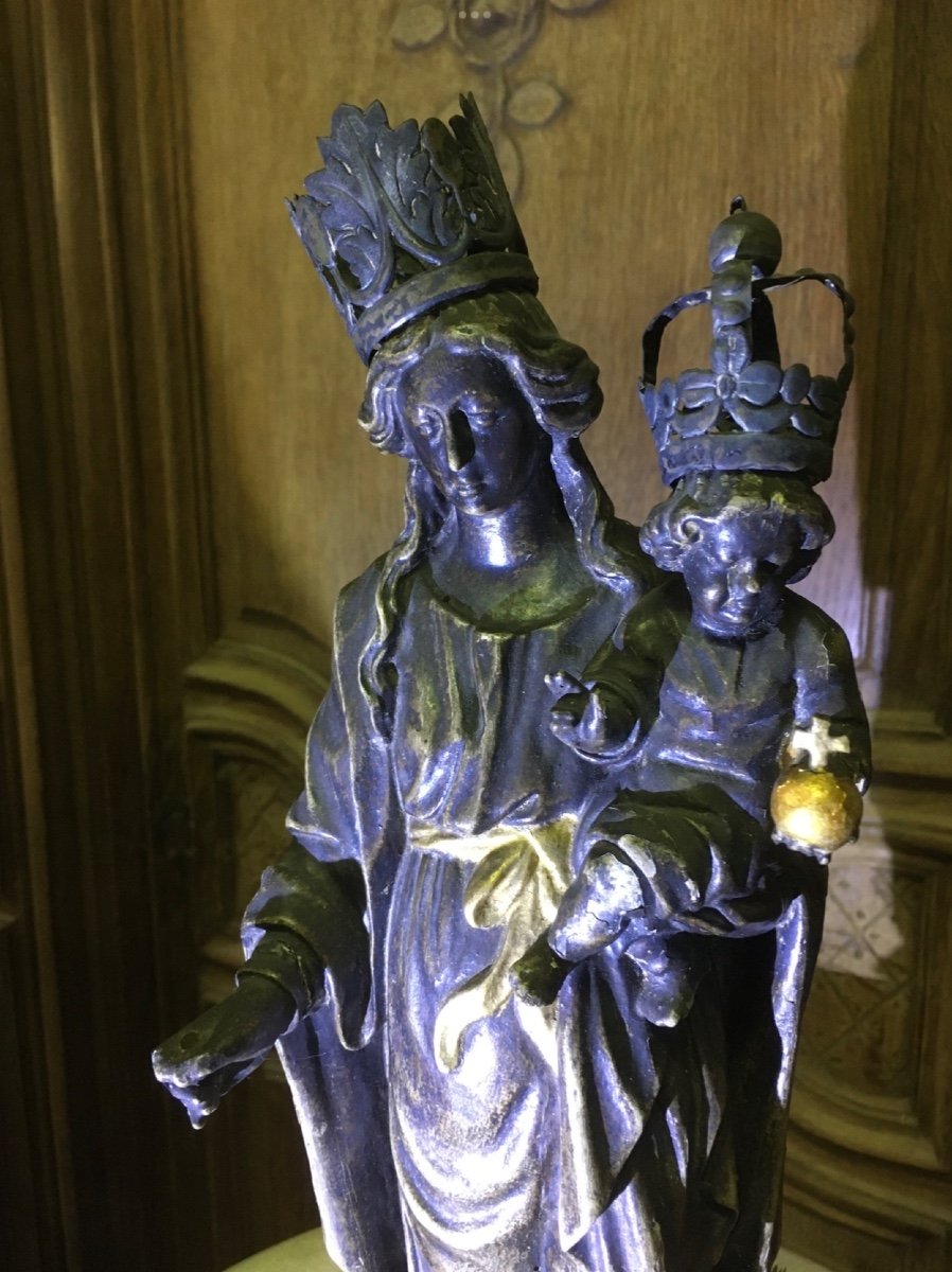Sculpture De Vierge Marie Avec L’enfant 18 ème Siècle  .-photo-2