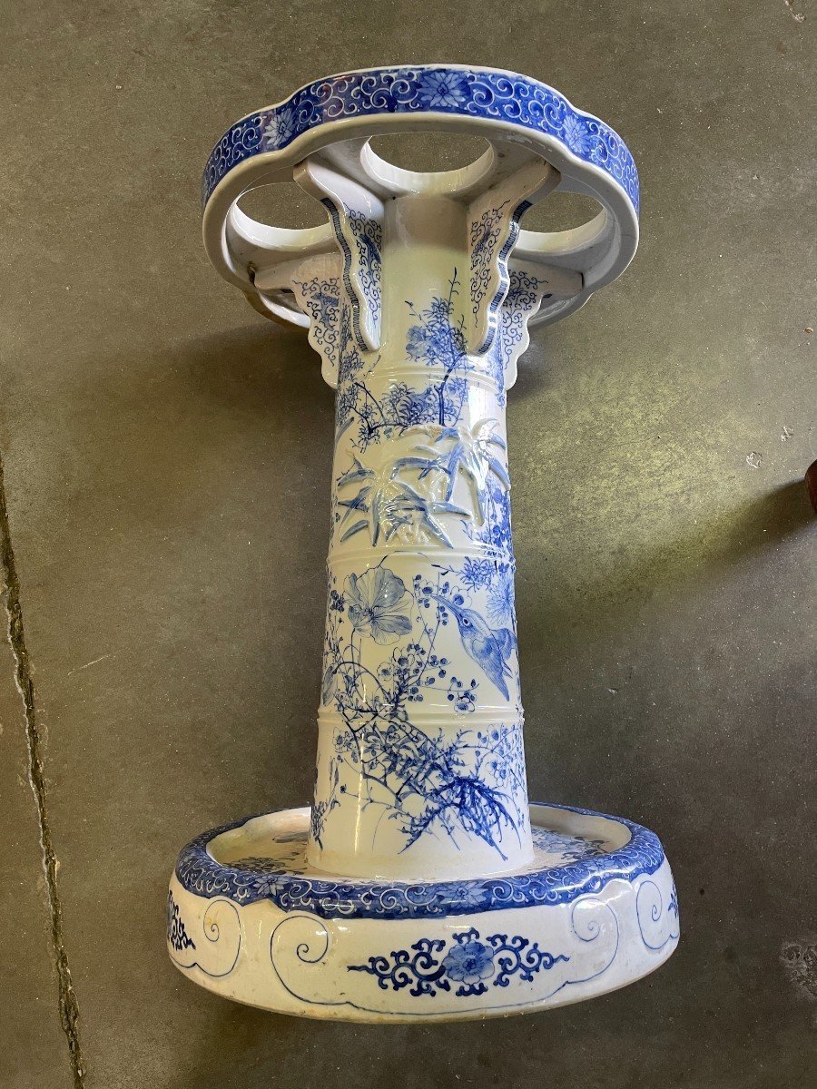 Umbrella Stand / Canes In Blue / White Oriental Porcelain Circa 1900-photo-3