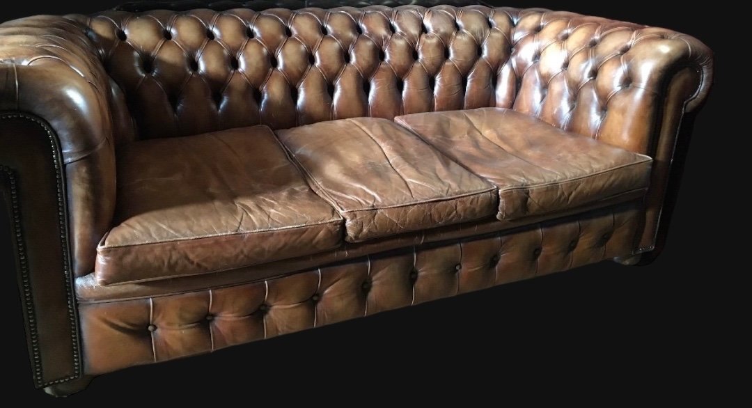 Three Seater Leather Chesterfield Sofa -photo-4