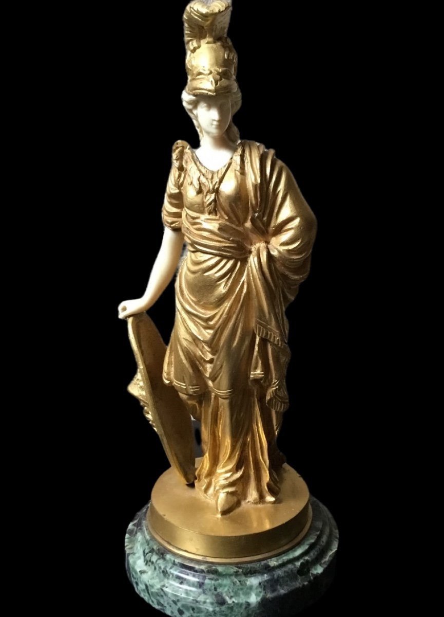 Gilt Bronze Sculpture (minerva) Height: 25 Cm -photo-2