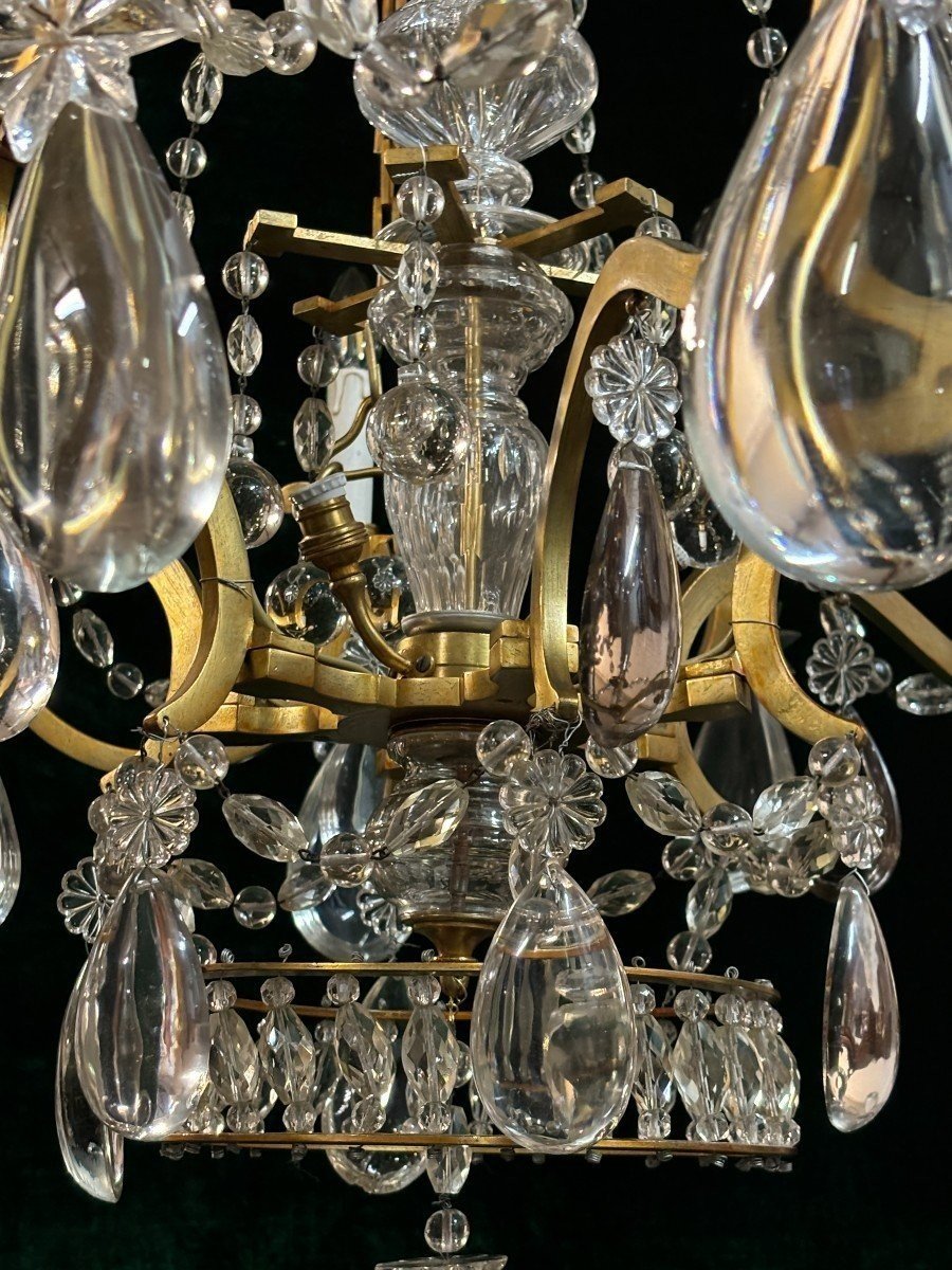 Beau Grand Lustre En Bronze Et Cristal Fin 19ème.-photo-1