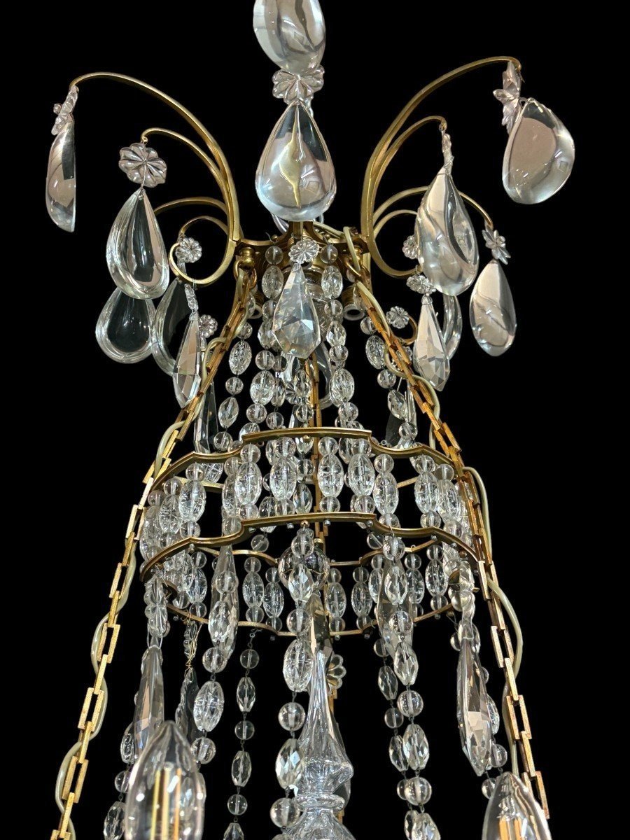 Beautiful Large Chandelier In Bronze And Crystal Late 19thc.-photo-3