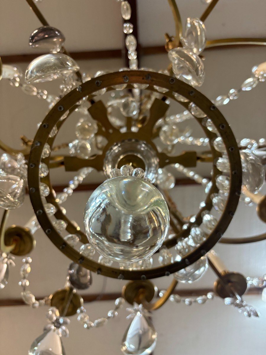 Beautiful Large Chandelier In Bronze And Crystal Late 19thc.-photo-4