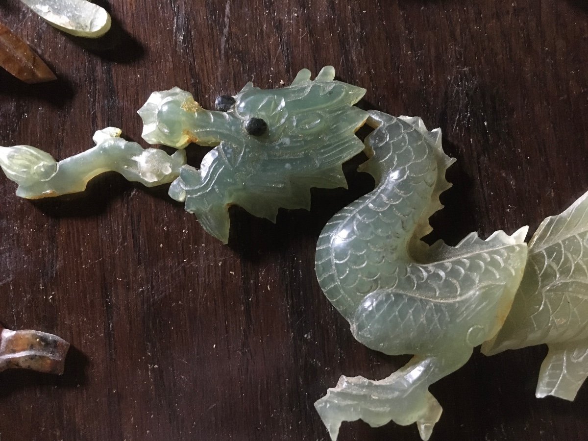 Ornaments Chinois En Jade ( Dragons Et Nuages) .-photo-5