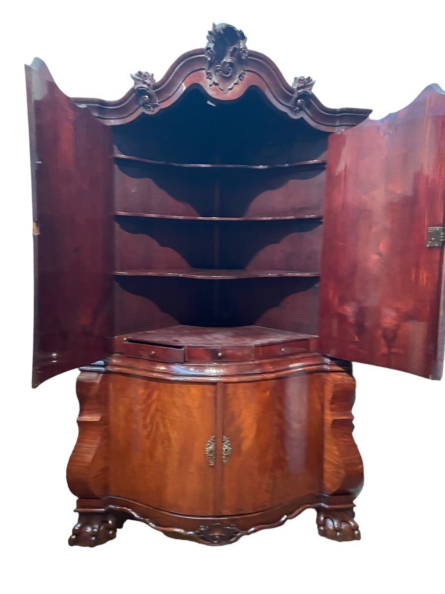 Beautiful Large Dutch Mahogany Corner Wardrobe 18thc.-photo-3