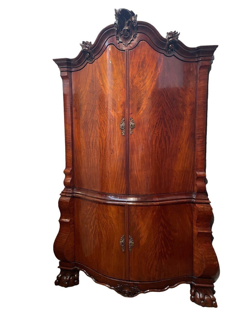 Beautiful Large Dutch Mahogany Corner Wardrobe 18thc.-photo-4