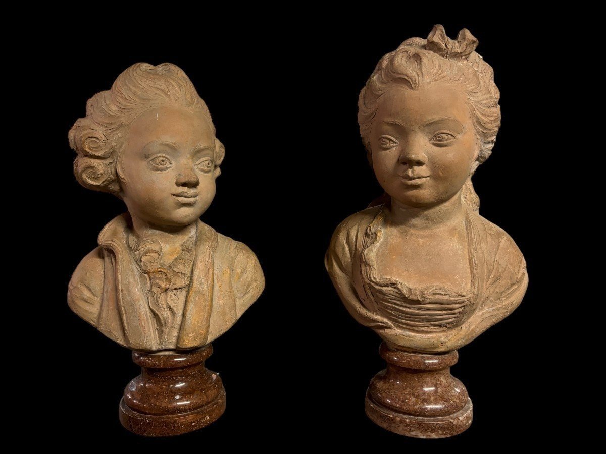 Pair Of Charming Terracotta Busts 18thc.