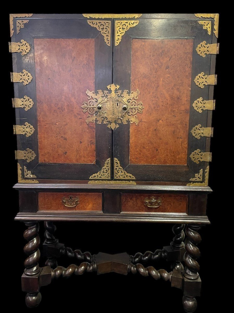 Colonial Cabinet In Ebony Wood And Burnt Wood 19thc.-photo-8