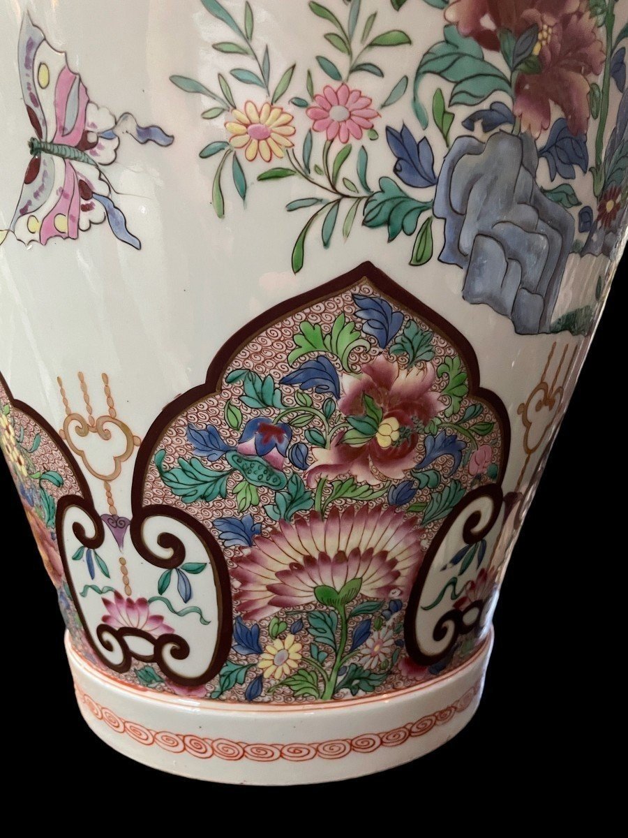 Very Large Famille Rose Style Lidded Vase, Samson, France, 19thc. (95 Cm)-photo-1