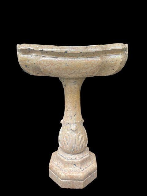 Beautiful Baptismal Fonts / Planter In Veronese Marble 18thc.-photo-3