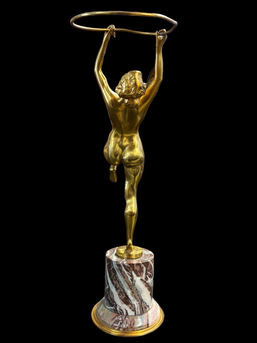 Bronze Woman Dancing With An Hoop ,  Art Deco -photo-4