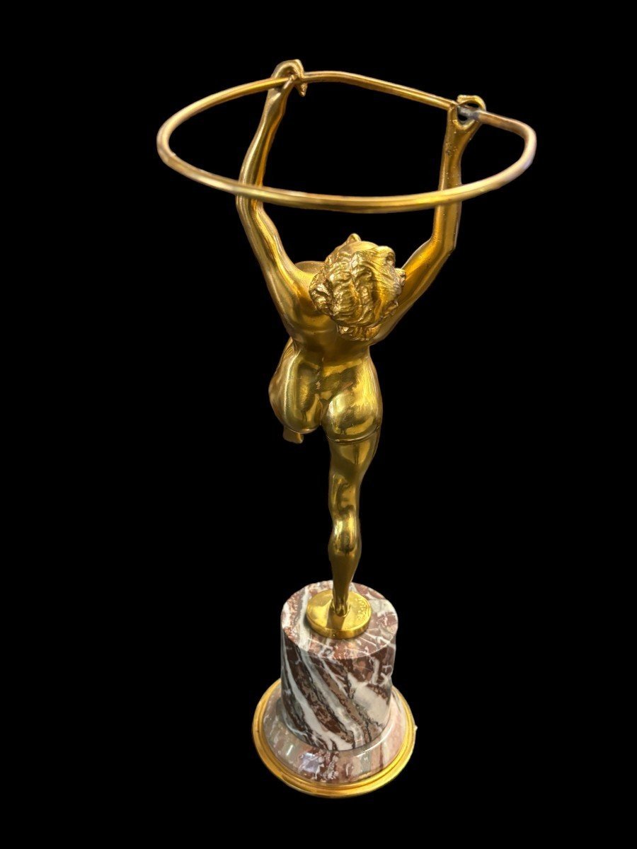 Bronze Woman Dancing With An Hoop ,  Art Deco -photo-2