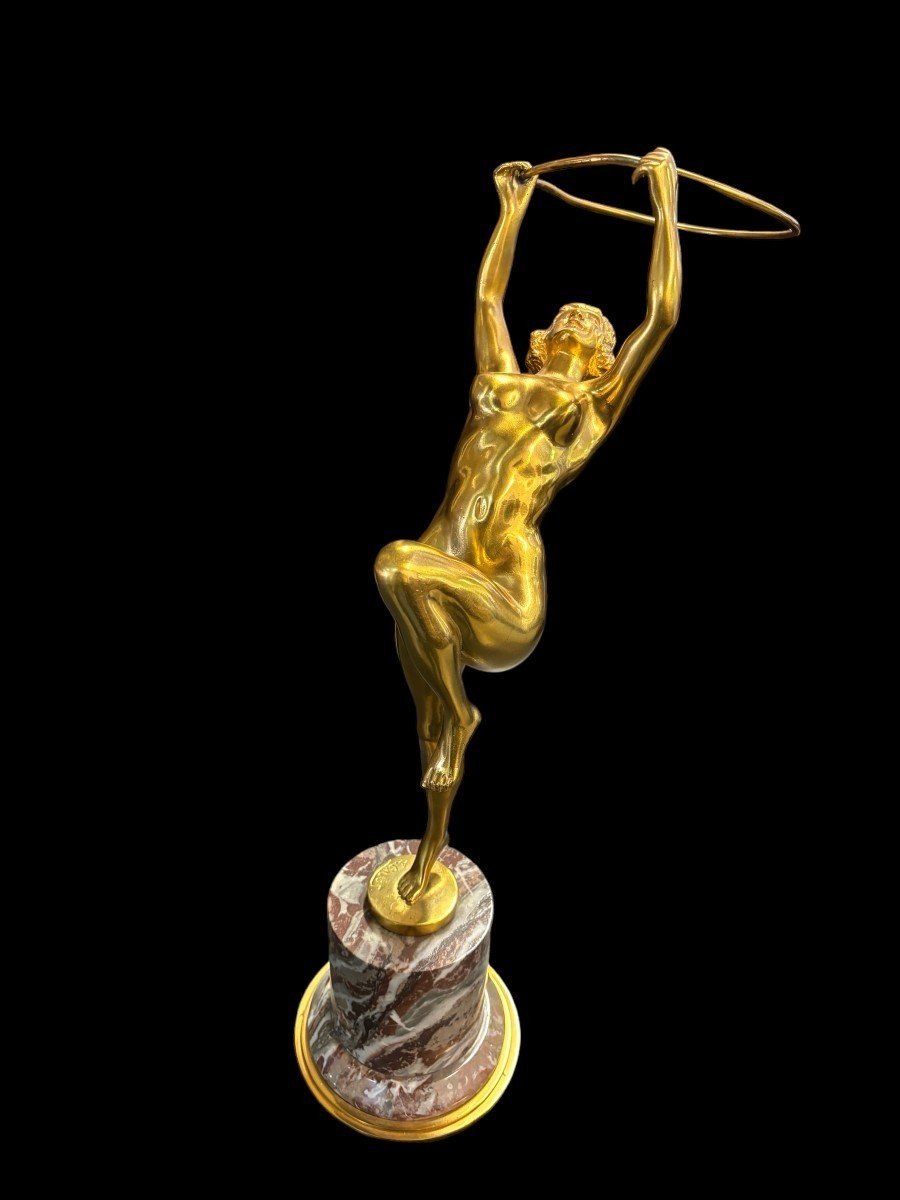 Bronze Woman Dancing With An Hoop ,  Art Deco -photo-3