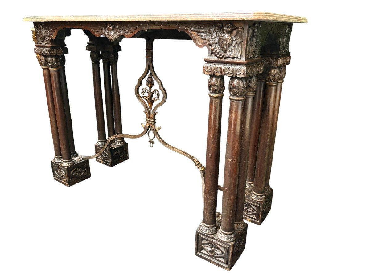 Decorative Console / Wall Table In Walnut 19thc.-photo-4