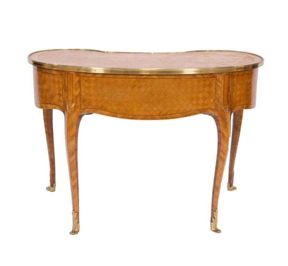 Beautiful French Parquet Desk In Louis XV Style, 19th Century.-photo-3