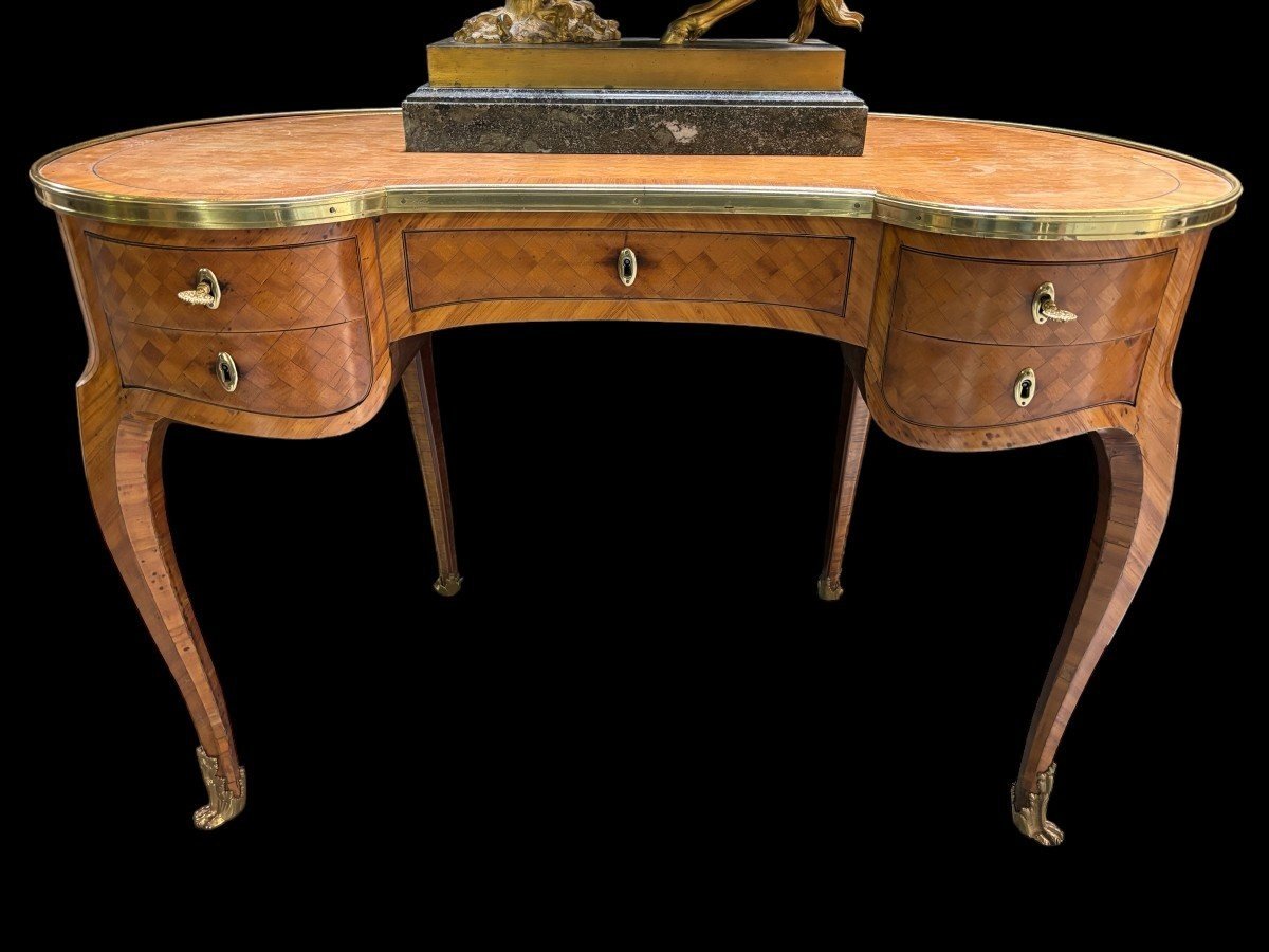 Beautiful French Parquet Desk In Louis XV Style, 19th Century.-photo-5