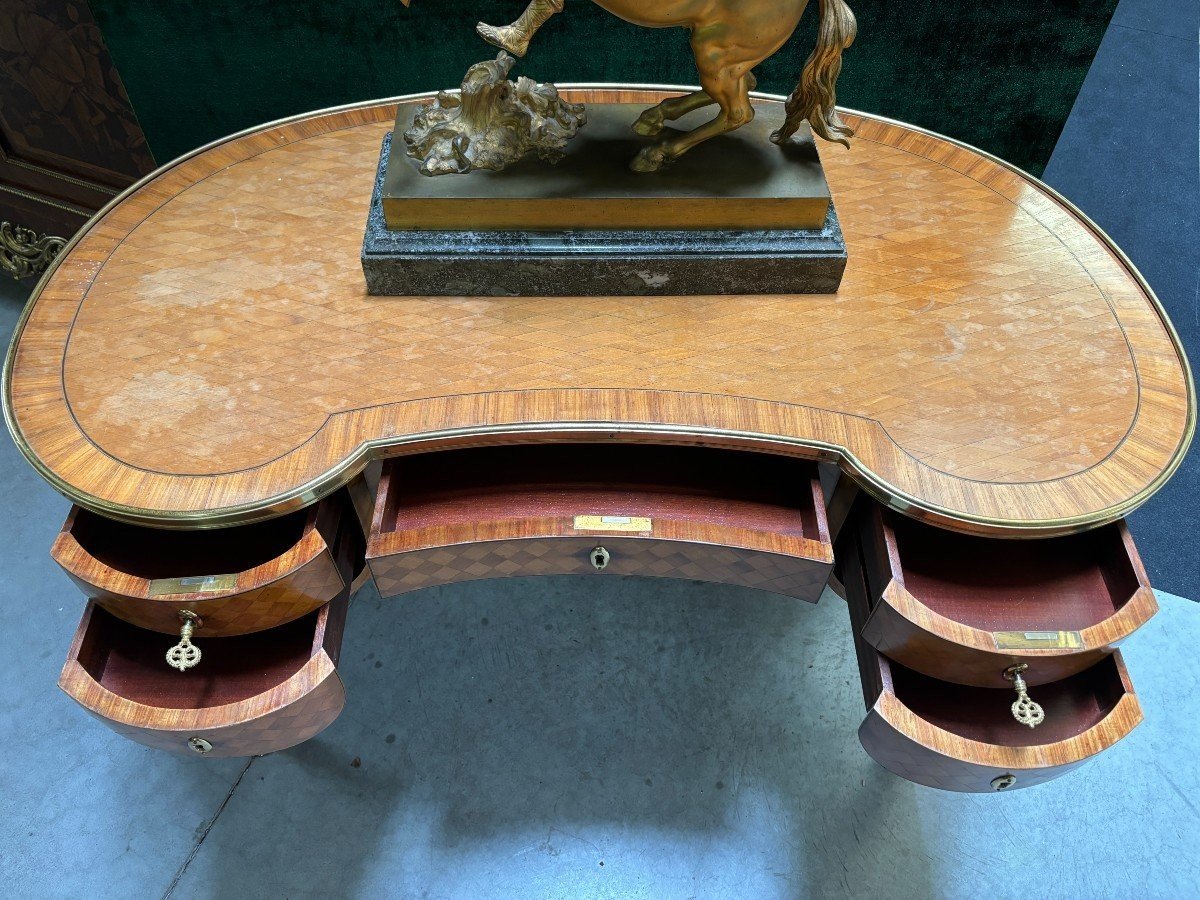 Beautiful French Parquet Desk In Louis XV Style, 19th Century.-photo-6