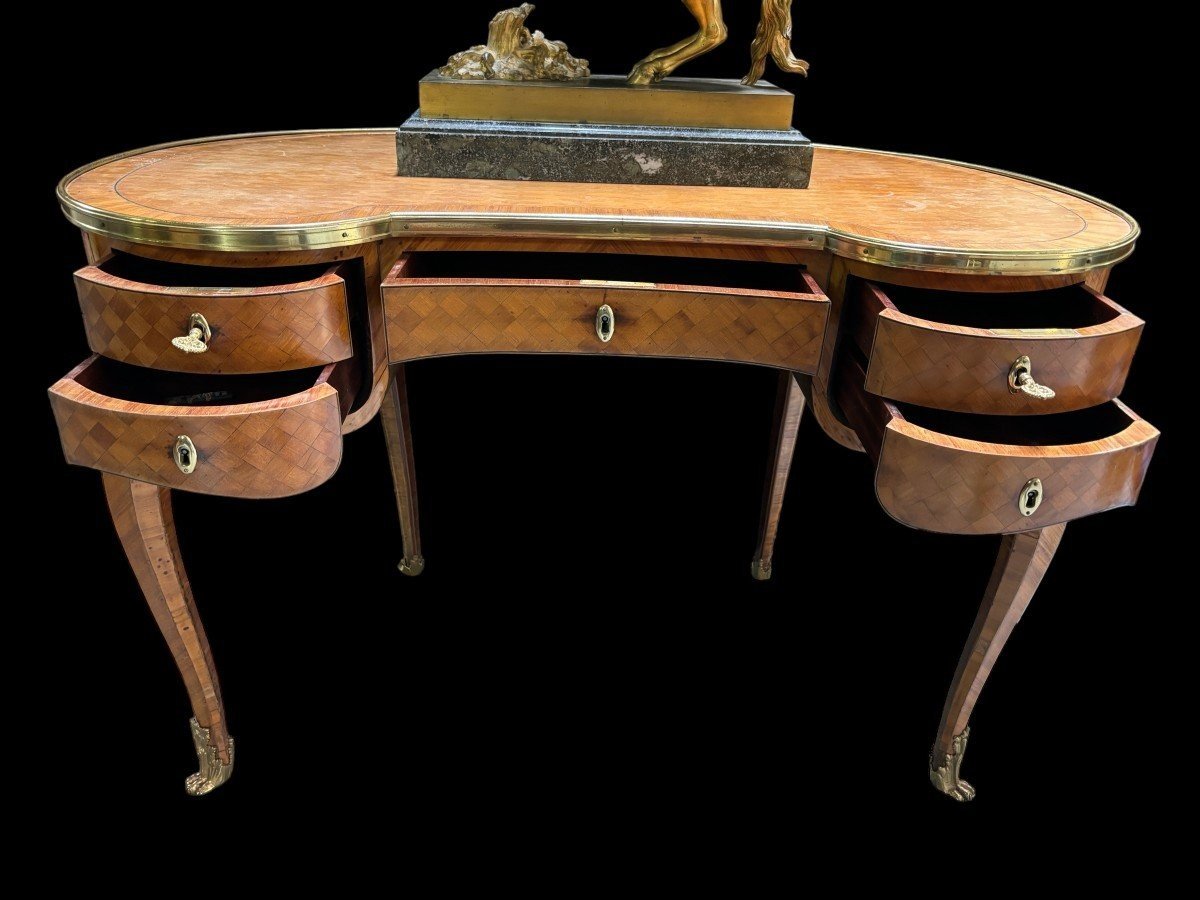 Beautiful French Parquet Desk In Louis XV Style, 19th Century.-photo-7