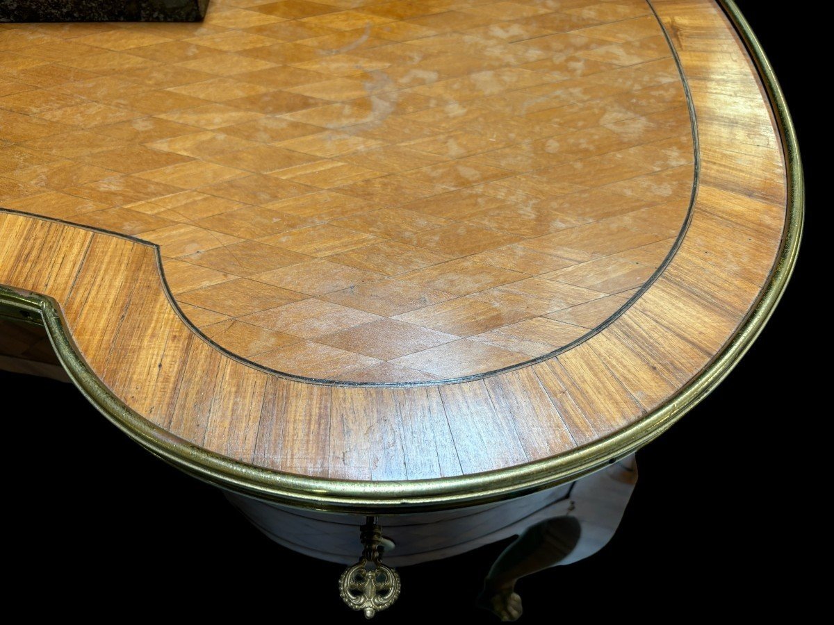 Beautiful French Parquet Desk In Louis XV Style, 19th Century.-photo-8