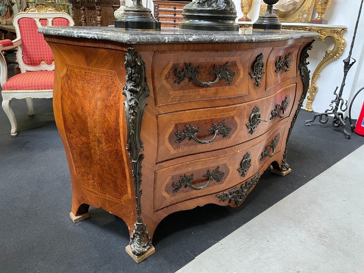 Grande Commode Galbée De Style Louis XV 1900-photo-3