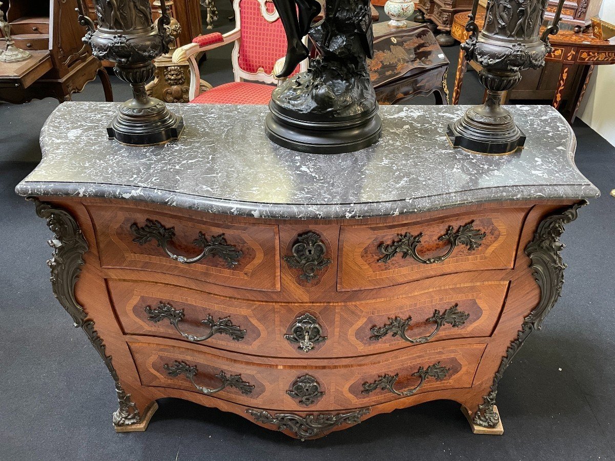 Grande Commode Galbée De Style Louis XV 1900-photo-1