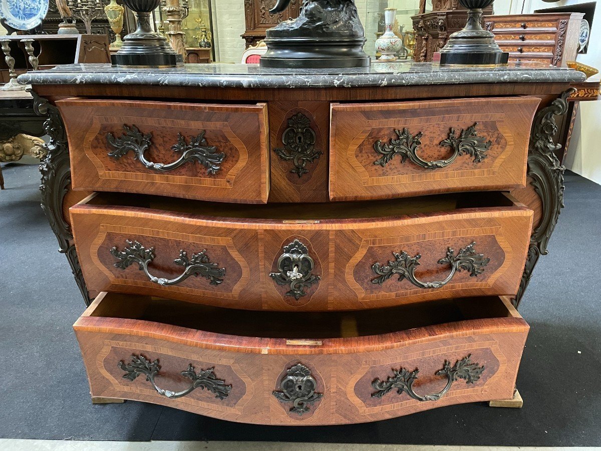 Grande Commode Galbée De Style Louis XV 1900-photo-2